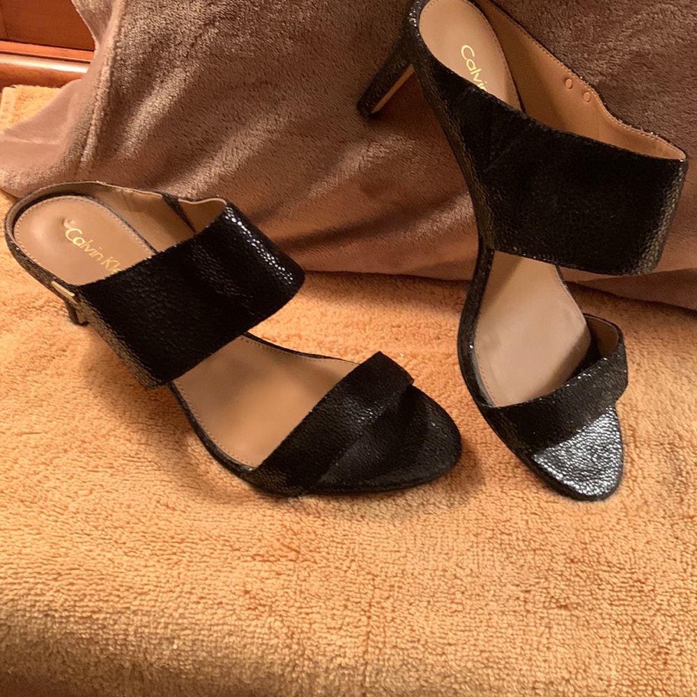 Calvin Klein black slip on summer sandals